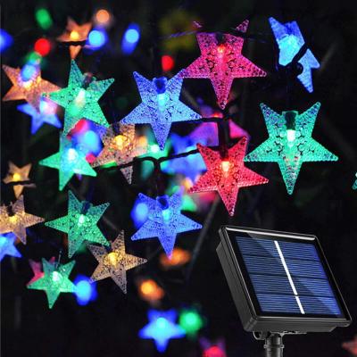 أضواء سلسلة النجوم الشمسية 21Ft 30LED وميض أضواء الجنية ديكور حديقة المنزل
