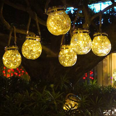 أضواء معلقة للطاقة الشمسية عيد الميلاد أضواء الزجاج المتصدع في الهواء الطلق حديقة أضواء ملونة حديقة حديقة الديكور
